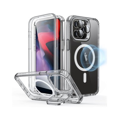 Husa iPhone 15 Pro Max, Esr 360 Tough Armor Cu Functie Magsafe, Protectie Si Stand La Camera, Transparent